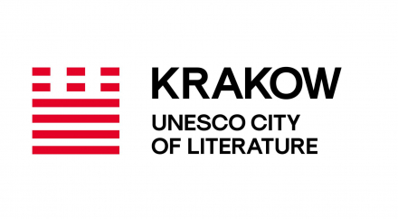 Grafika ozdobna z napisem Krakow UNESCO CITY OF LITERATURE