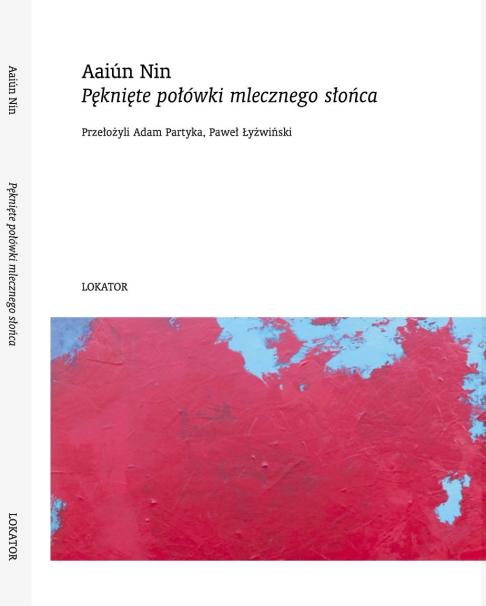 grafika przedstawiająca okąłdkę książki Aaiun Nin z obstrakcyjnym obrazem - czerwono-niebieskimi plamami