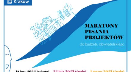 Ozdobna grafika z napisem Maratony Pisania Projektów